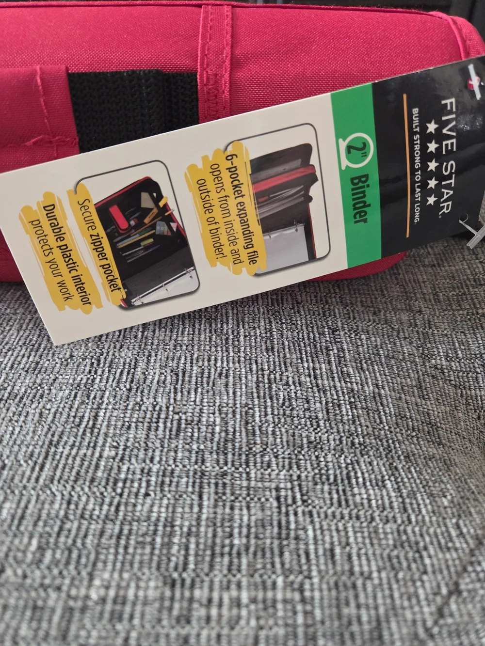 NWT Mead Five Star Red and Black Zipper Binder - 2